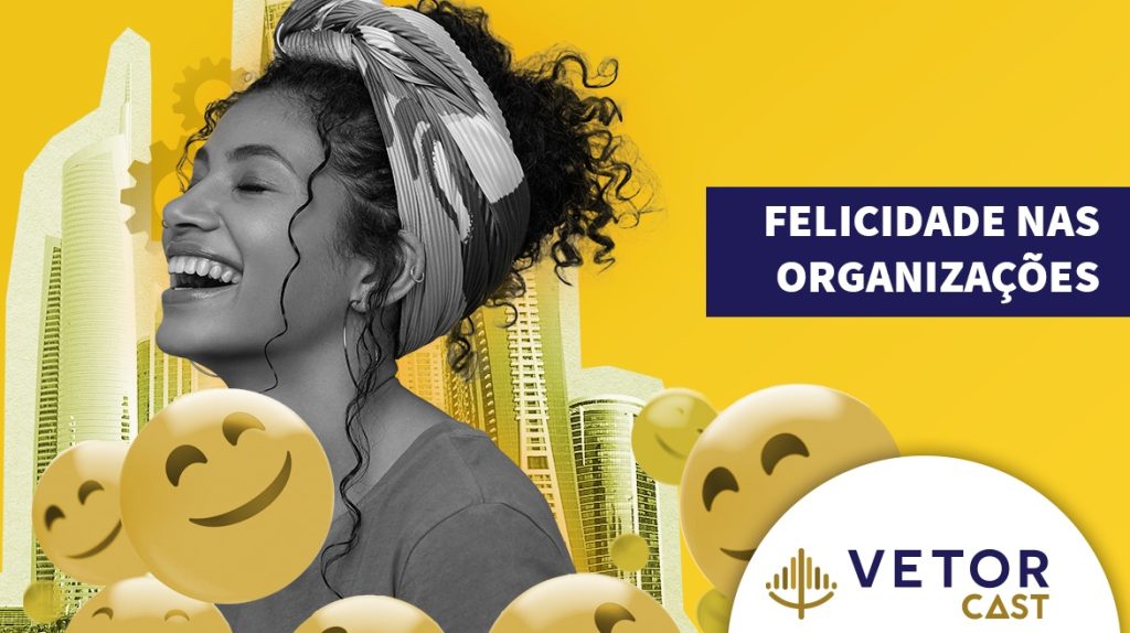 Imagem composta por uma mulher sorrindo e diversos emojis sorridentes a sua volta.